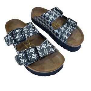 Birkenstock Arizona 245 Sandals L6 EU37 Black & White Knot Chunky Platform EUC